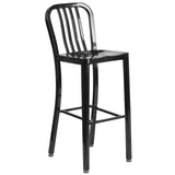 English Elm Commercial Grade Commercial Grade 30" High Metal Indoor-Outdoor Barstool with Vertical Slat Back