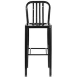 English Elm Commercial Grade Commercial Grade 30" High Metal Indoor-Outdoor Barstool with Vertical Slat Back