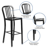 English Elm Commercial Grade Commercial Grade 30" High Metal Indoor-Outdoor Barstool with Vertical Slat Back