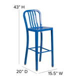 English Elm Commercial Grade Commercial Grade 30" High Metal Indoor-Outdoor Barstool with Vertical Slat Back