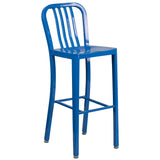 English Elm Commercial Grade Commercial Grade 30" High Metal Indoor-Outdoor Barstool with Vertical Slat Back