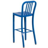 English Elm Commercial Grade Commercial Grade 30" High Metal Indoor-Outdoor Barstool with Vertical Slat Back