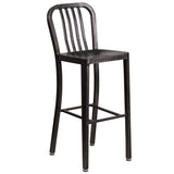 English Elm Commercial Grade Commercial Grade 30" High Metal Indoor-Outdoor Barstool with Vertical Slat Back