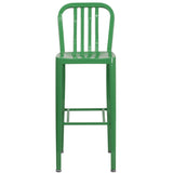 English Elm Commercial Grade Commercial Grade 30" High Metal Indoor-Outdoor Barstool with Vertical Slat Back