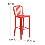 English Elm Commercial Grade Commercial Grade 30" High Metal Indoor-Outdoor Barstool with Vertical Slat Back