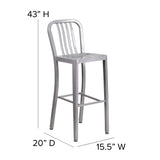 English Elm Commercial Grade Commercial Grade 30" High Metal Indoor-Outdoor Barstool with Vertical Slat Back