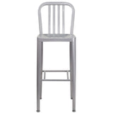 English Elm Commercial Grade Commercial Grade 30" High Metal Indoor-Outdoor Barstool with Vertical Slat Back