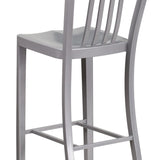 English Elm Commercial Grade Commercial Grade 30" High Metal Indoor-Outdoor Barstool with Vertical Slat Back