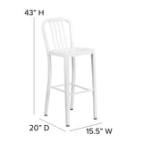 English Elm Commercial Grade Commercial Grade 30" High Metal Indoor-Outdoor Barstool with Vertical Slat Back