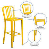 English Elm Commercial Grade Commercial Grade 30" High Metal Indoor-Outdoor Barstool with Vertical Slat Back