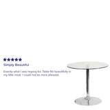 English Elm Commercial Grade 31.5'' Round Glass Table with 29''H Chrome Base