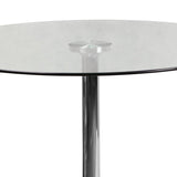 English Elm Commercial Grade 39.25'' Round Glass Table with 29''H Chrome Base