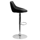 English Elm Contemporary Vinyl Bucket Seat Adjustable Height Barstool with Diamond Pattern Back and Chrome Base