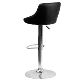 English Elm Contemporary Vinyl Bucket Seat Adjustable Height Barstool with Diamond Pattern Back and Chrome Base