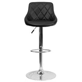 English Elm Contemporary Vinyl Bucket Seat Adjustable Height Barstool with Diamond Pattern Back and Chrome Base