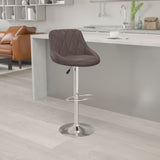 English Elm Contemporary Vinyl Bucket Seat Adjustable Height Barstool with Diamond Pattern Back and Chrome Base