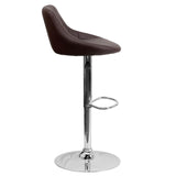 English Elm Contemporary Vinyl Bucket Seat Adjustable Height Barstool with Diamond Pattern Back and Chrome Base