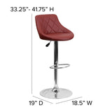 English Elm Contemporary Vinyl Bucket Seat Adjustable Height Barstool with Diamond Pattern Back and Chrome Base