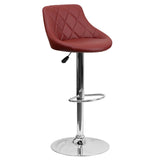 English Elm Contemporary Vinyl Bucket Seat Adjustable Height Barstool with Diamond Pattern Back and Chrome Base