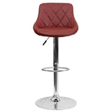 English Elm Contemporary Vinyl Bucket Seat Adjustable Height Barstool with Diamond Pattern Back and Chrome Base