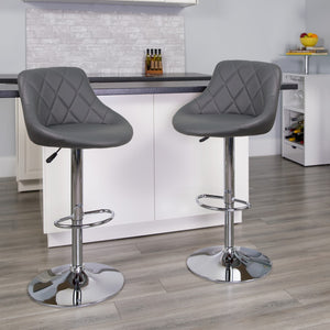 English Elm Contemporary Vinyl Bucket Seat Adjustable Height Barstool with Chrome Base