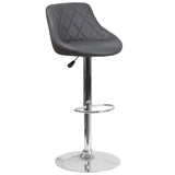 English Elm Contemporary Vinyl Bucket Seat Adjustable Height Barstool with Chrome Base