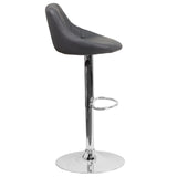 English Elm Contemporary Vinyl Bucket Seat Adjustable Height Barstool with Chrome Base