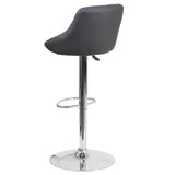 English Elm Contemporary Vinyl Bucket Seat Adjustable Height Barstool with Chrome Base