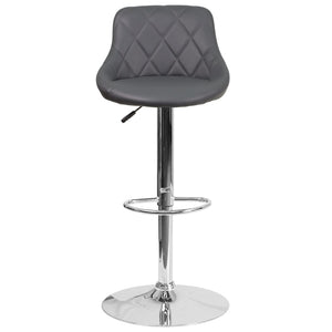 English Elm Contemporary Vinyl Bucket Seat Adjustable Height Barstool with Chrome Base
