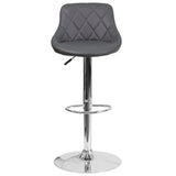 English Elm Contemporary Vinyl Bucket Seat Adjustable Height Barstool with Chrome Base