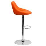 English Elm Contemporary Vinyl Bucket Seat Adjustable Height Barstool with Diamond Pattern Back and Chrome Base