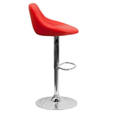 English Elm Contemporary Vinyl Bucket Seat Adjustable Height Barstool with Diamond Pattern Back and Chrome Base