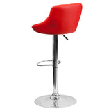 English Elm Contemporary Vinyl Bucket Seat Adjustable Height Barstool with Diamond Pattern Back and Chrome Base