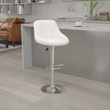 English Elm Contemporary Vinyl Bucket Seat Adjustable Height Barstool with Diamond Pattern Back and Chrome Base