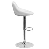 English Elm Contemporary Vinyl Bucket Seat Adjustable Height Barstool with Diamond Pattern Back and Chrome Base