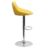 English Elm Contemporary Vinyl Bucket Seat Adjustable Height Barstool with Diamond Pattern Back and Chrome Base