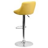 English Elm Contemporary Vinyl Bucket Seat Adjustable Height Barstool with Diamond Pattern Back and Chrome Base