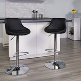 English Elm Contemporary Vinyl Bucket Seat Adjustable Height Barstool with Chrome Base