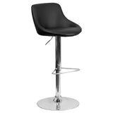 English Elm Contemporary Vinyl Bucket Seat Adjustable Height Barstool with Chrome Base