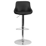 English Elm Contemporary Vinyl Bucket Seat Adjustable Height Barstool with Chrome Base