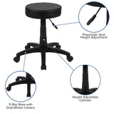 English Elm Commercial Grade Adjustable Doctors Stool on Wheels with Ergonomic Molded Seat