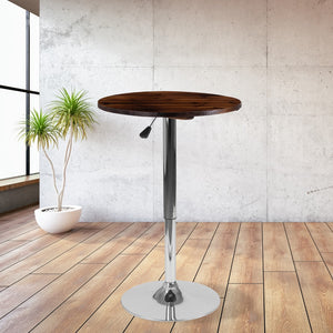 English Elm Commercial Grade 23.5'' Round Adjustable Height Wood Table (Adjustable Range 26.25'' - 35.5'')