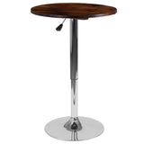 English Elm Commercial Grade 23.5'' Round Adjustable Height Wood Table (Adjustable Range 26.25'' - 35.5'')