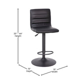 English Elm Modern Vinyl Adjustable Bar Stool with Back, Swivel Stool with Pedestal Base and Footrest