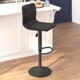 English Elm Modern Vinyl Adjustable Bar Stool with Back, Swivel Stool with Pedestal Base and Footrest