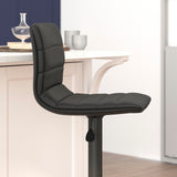 English Elm Modern Vinyl Adjustable Bar Stool with Back, Swivel Stool with Pedestal Base and Footrest