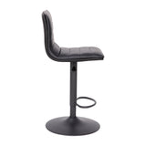 English Elm Modern Vinyl Adjustable Bar Stool with Back, Swivel Stool with Pedestal Base and Footrest