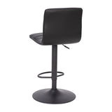 English Elm Modern Vinyl Adjustable Bar Stool with Back, Swivel Stool with Pedestal Base and Footrest