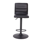 English Elm Modern Vinyl Adjustable Bar Stool with Back, Swivel Stool with Pedestal Base and Footrest