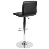 English Elm Vincent Modern Vinyl Adjustable Bar Stool with Back, Swivel Stool with Chrome Pedestal Base and Footrest